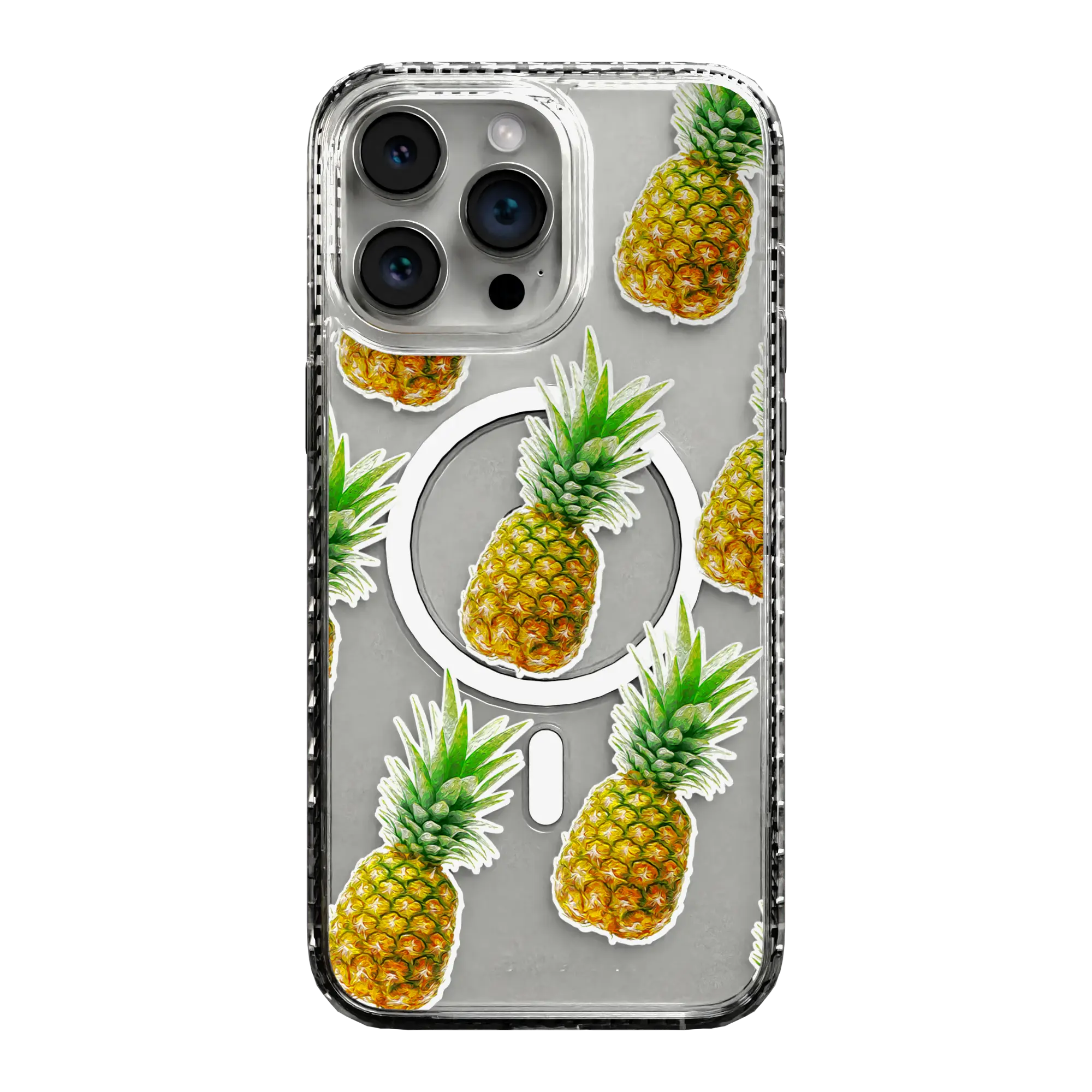 Apple-iPhone-15-Pro-Max-Crystal-Clear Pineapple Splash | Protective MagSafe Case | Fruits Collection for Apple iPhone 15 Series cellhelmet cellhelmet