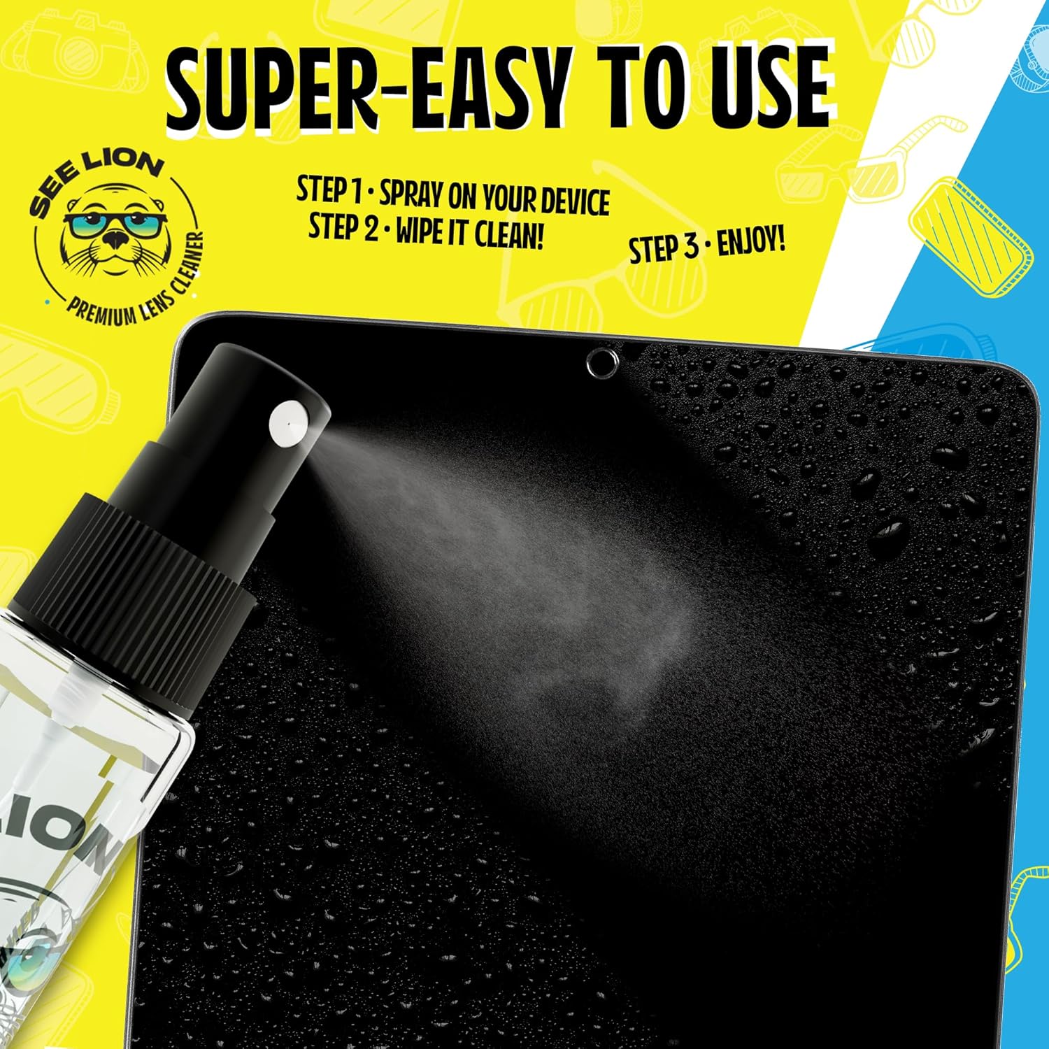 See Lion Premium Lens Cleaner Kit | Safe for Glasses, Camera Lenses, Screens, and Optics - Streak-Free Formula with Microfiber Cloth
