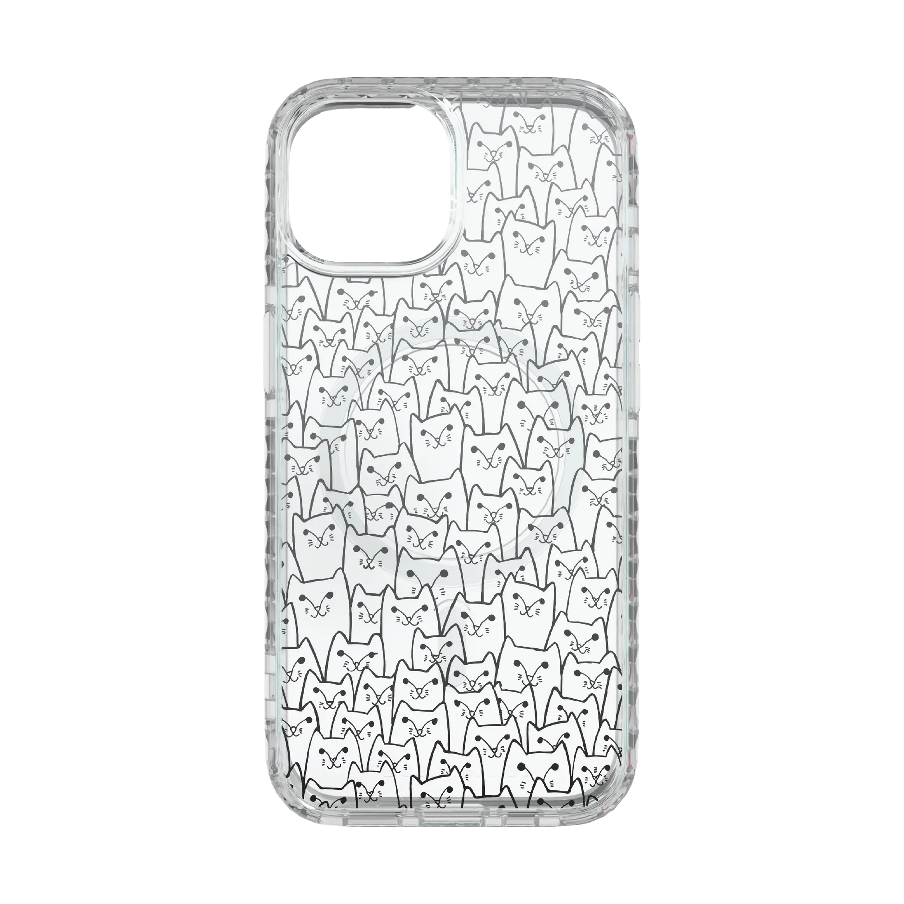 Apple-iPhone-15-Crystal-Clear White Cat Pattern | Protective MagSafe Case | Cats Meow Series for Apple iPhone 15 Series cellhelmet cellhelmet