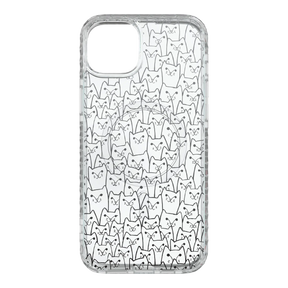 Apple-iPhone-15-Plus-Crystal-Clear White Cat Pattern | Protective MagSafe Case | Cats Meow Series for Apple iPhone 15 Series cellhelmet cellhelmet
