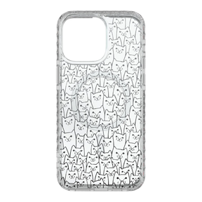 Apple-iPhone-15-Pro-Max-Crystal-Clear White Cat Pattern | Protective MagSafe Case | Cats Meow Series for Apple iPhone 15 Series cellhelmet cellhelmet